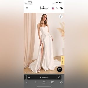 BNWT Lulu’s Lifetime of Love White Satin Strapless A-Line Gown